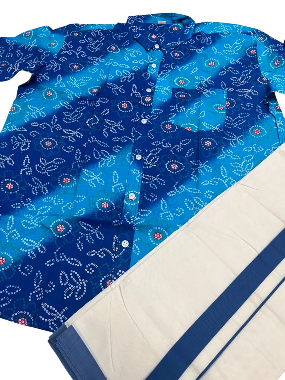 Southloom Cotton Jaipur Printed Men's Combo Full Sleeve (Shirt + Mundu) SLCOMBO SL564