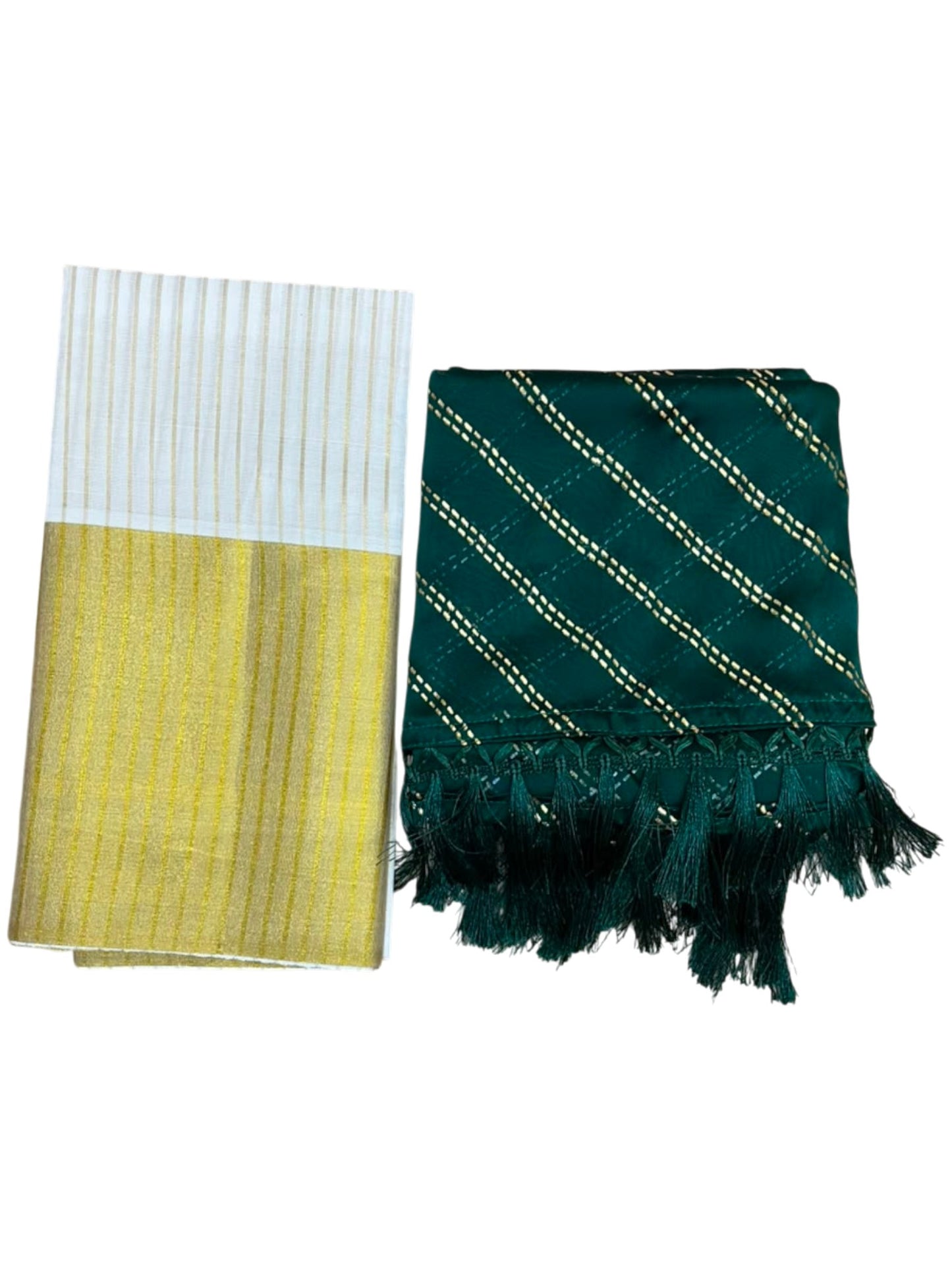 Southloom Semi Stitched Cotton Stripes Dhavani Set with Pavada and Blouse Piece