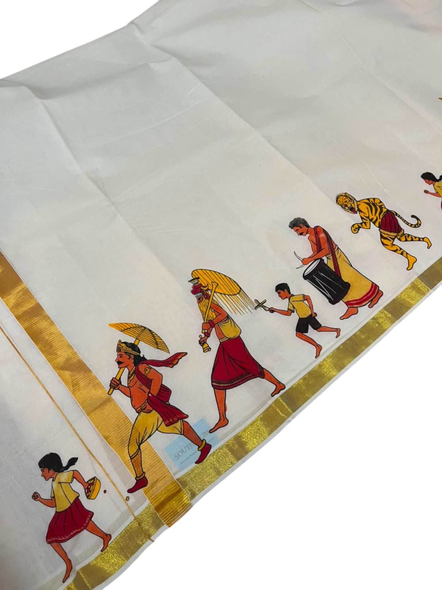 Southloom Kerala Cotton Mahabali Digital Printed Double Mundu (South Indian Kerala Dhoti) SL567