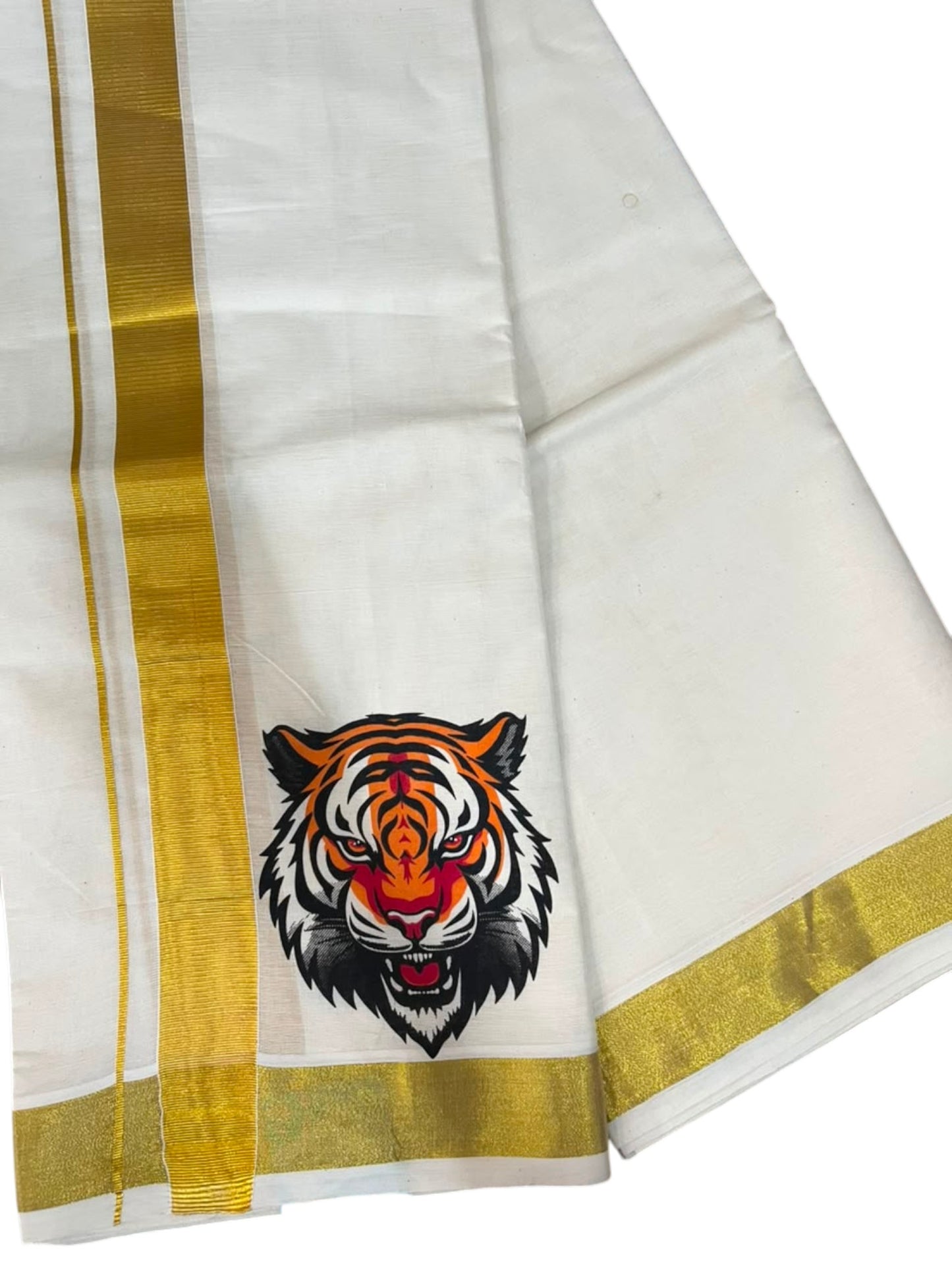 Southloom Kerala Cotton Digital Printed Double Mundu (South Indian Kerala Dhoti) SL567