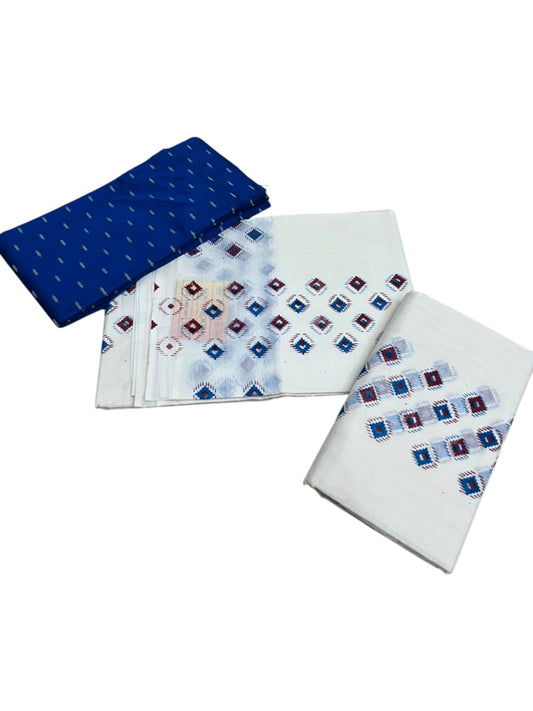 Kerala Pure Cotton Set Mundu Single (Mundum Neriyathum) with Digital Prints on Border in 2.80 Mtrs SL570