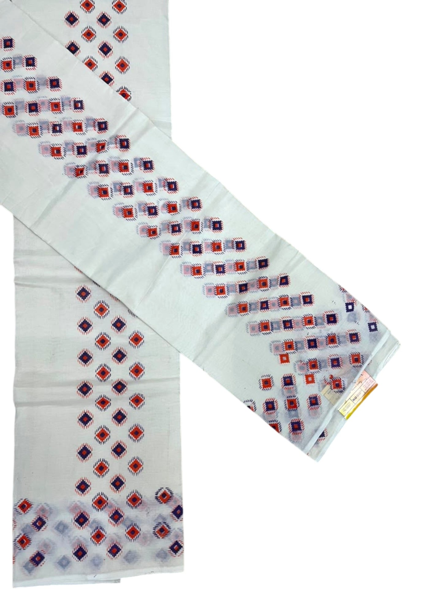 Kerala Pure Cotton Set Mundu Single (Mundum Neriyathum) with Digital Prints on Border in 2.80 Mtrs SL570