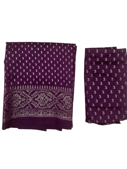 Southloom Semi UnStitched Dhavani Set with Pavada and Blouse Purple Piece SL584