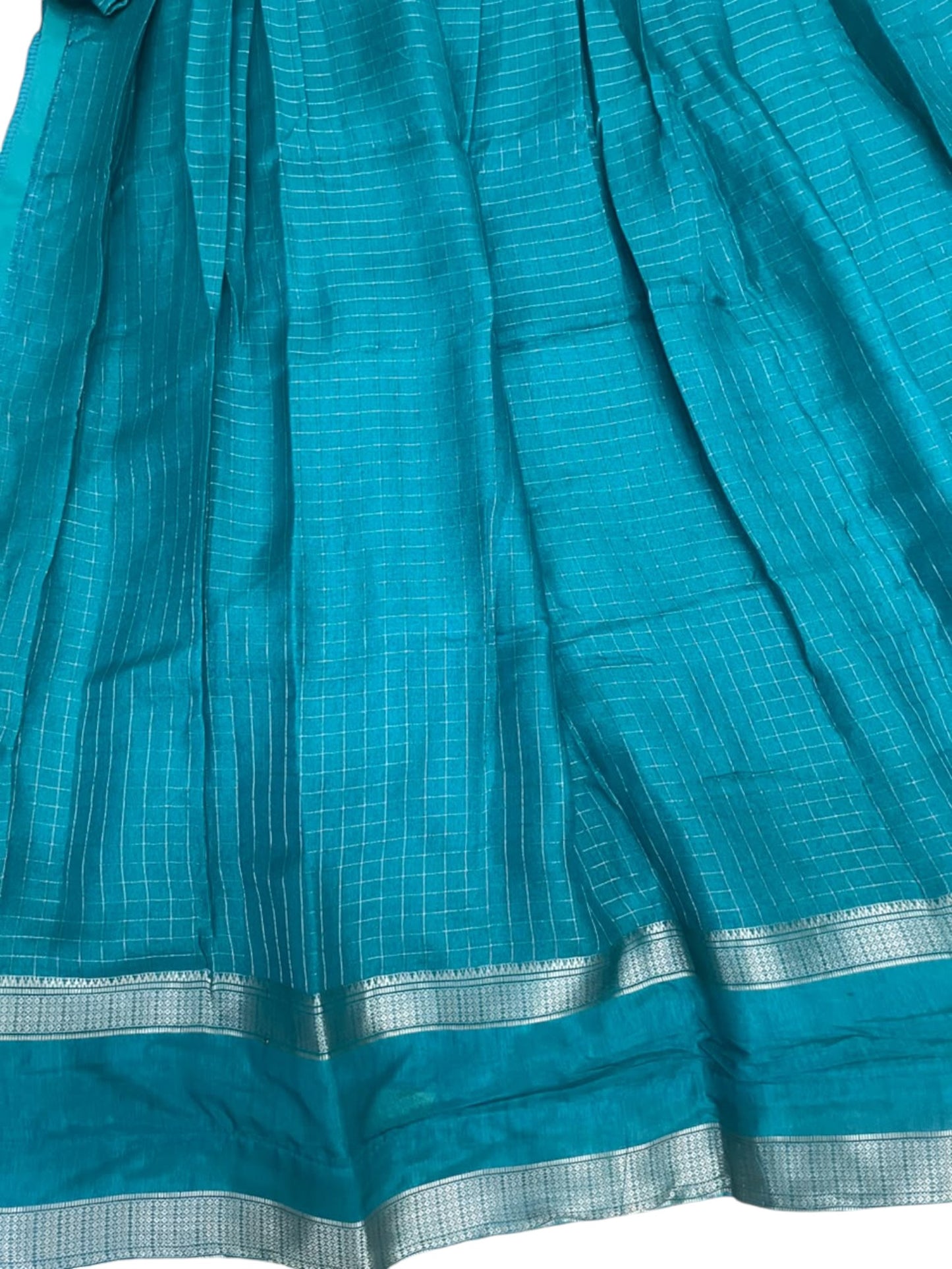 Kerala Southloom Semi UnStitched Dhavani Set with Pavada and Blouse In Peacock Green Piece SL585