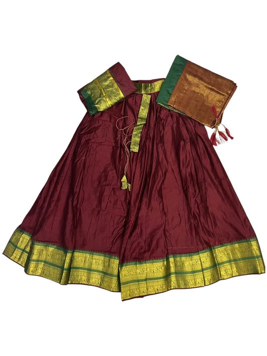 Kerala Southloom Semi UnStitched Kanchi Cotton Dhavani Set with Pavada and Blouse Piece SL585