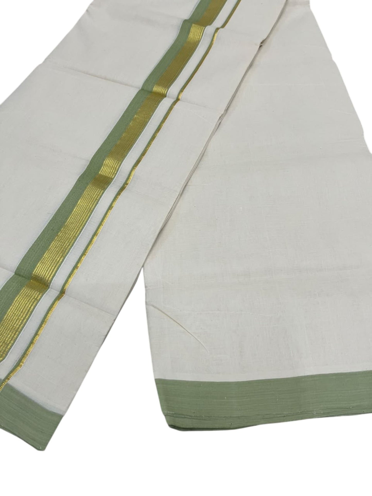 Southloom Balaramapuram Unakkupaavu Premium Handloom Cotton Double Mundu with Gold Kasavu and Border