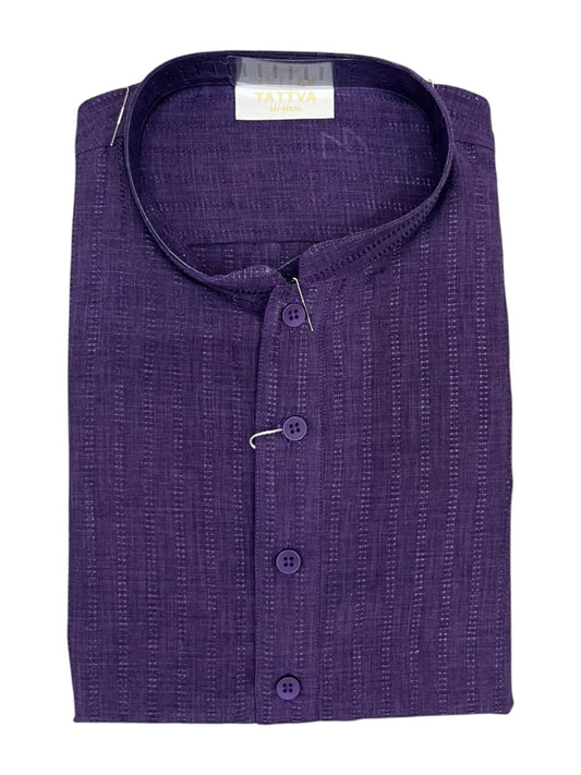 Southloom VIolet Woven Patterns Semi Silk Short Kurta for Men SL590