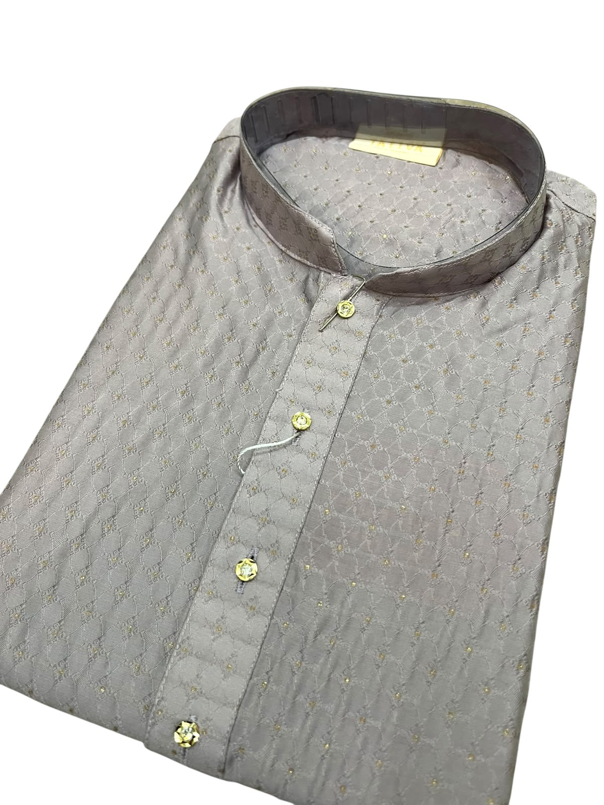 Southloom Grey Woven Patterns Semi Silk Long Kurta for Men SL591