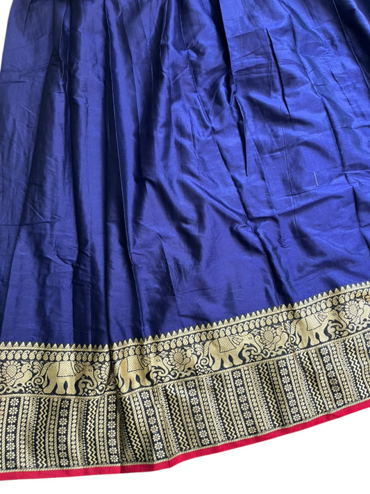 Southloom Semi Stitched Narayanpet Dhavani Set with Pavada and Blue Blouse Piece SLDHAVANI SL541