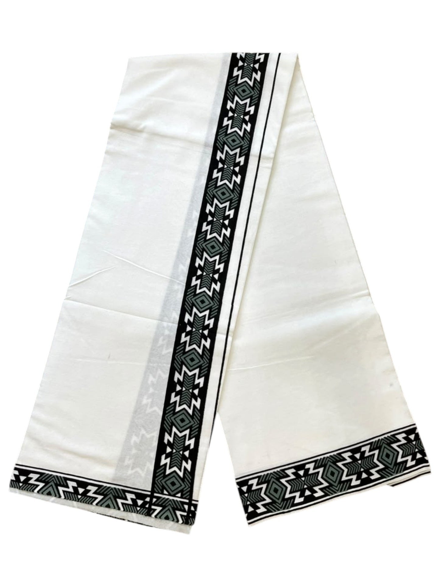 Southloom White Printed Single Mundu / Otta Mundu / Lungi (South Indian Kerala Dhoti)