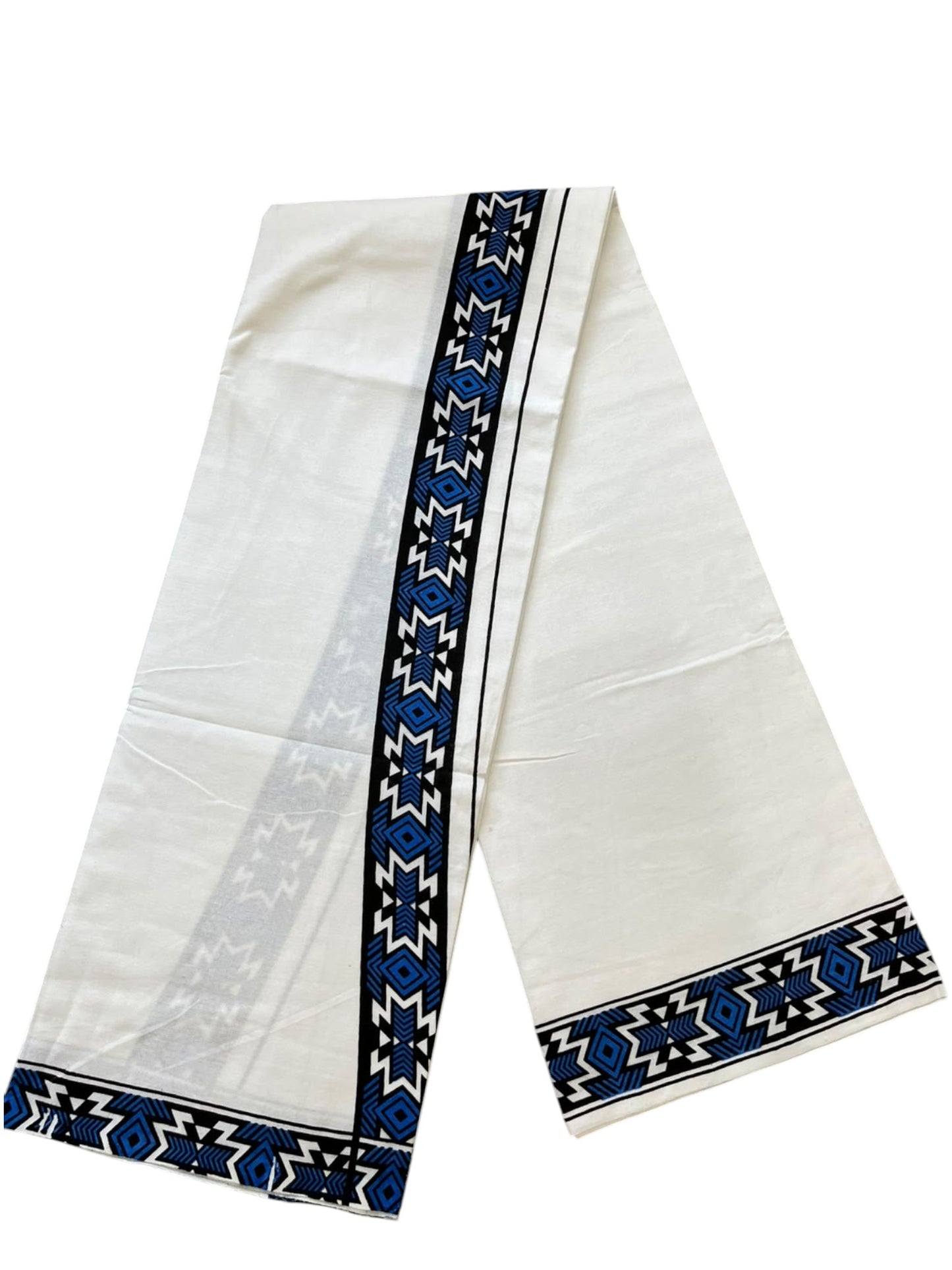 Southloom White Printed Single Mundu / Otta Mundu / Lungi (South Indian Kerala Dhoti)