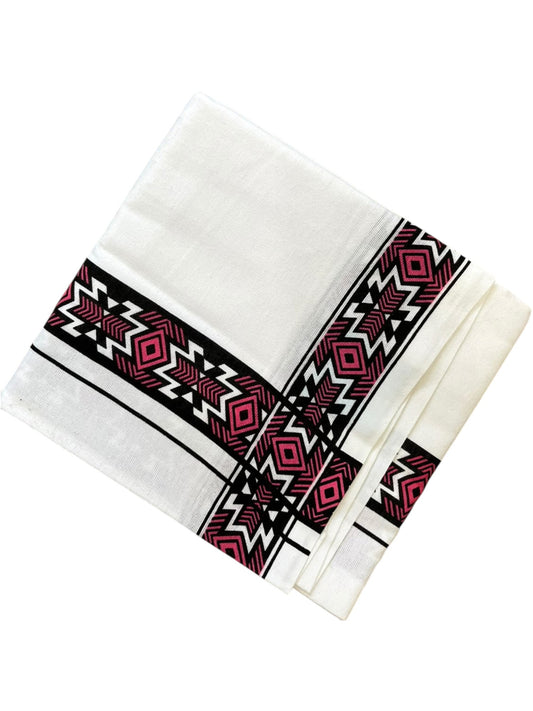 Southloom White Printed Single Mundu / Otta Mundu / Lungi (South Indian Kerala Dhoti)SL598