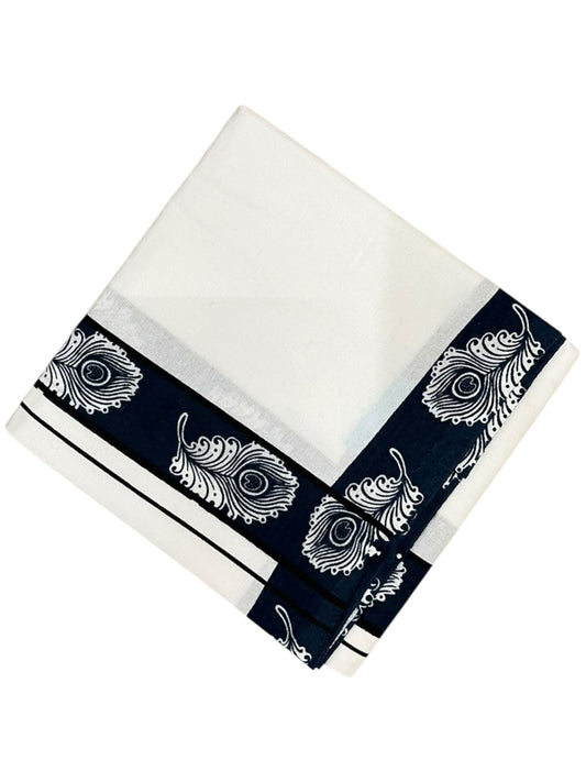 Southloom White Printed Single Mundu / Otta Mundu / Lungi (South Indian Kerala Dhoti)SL598