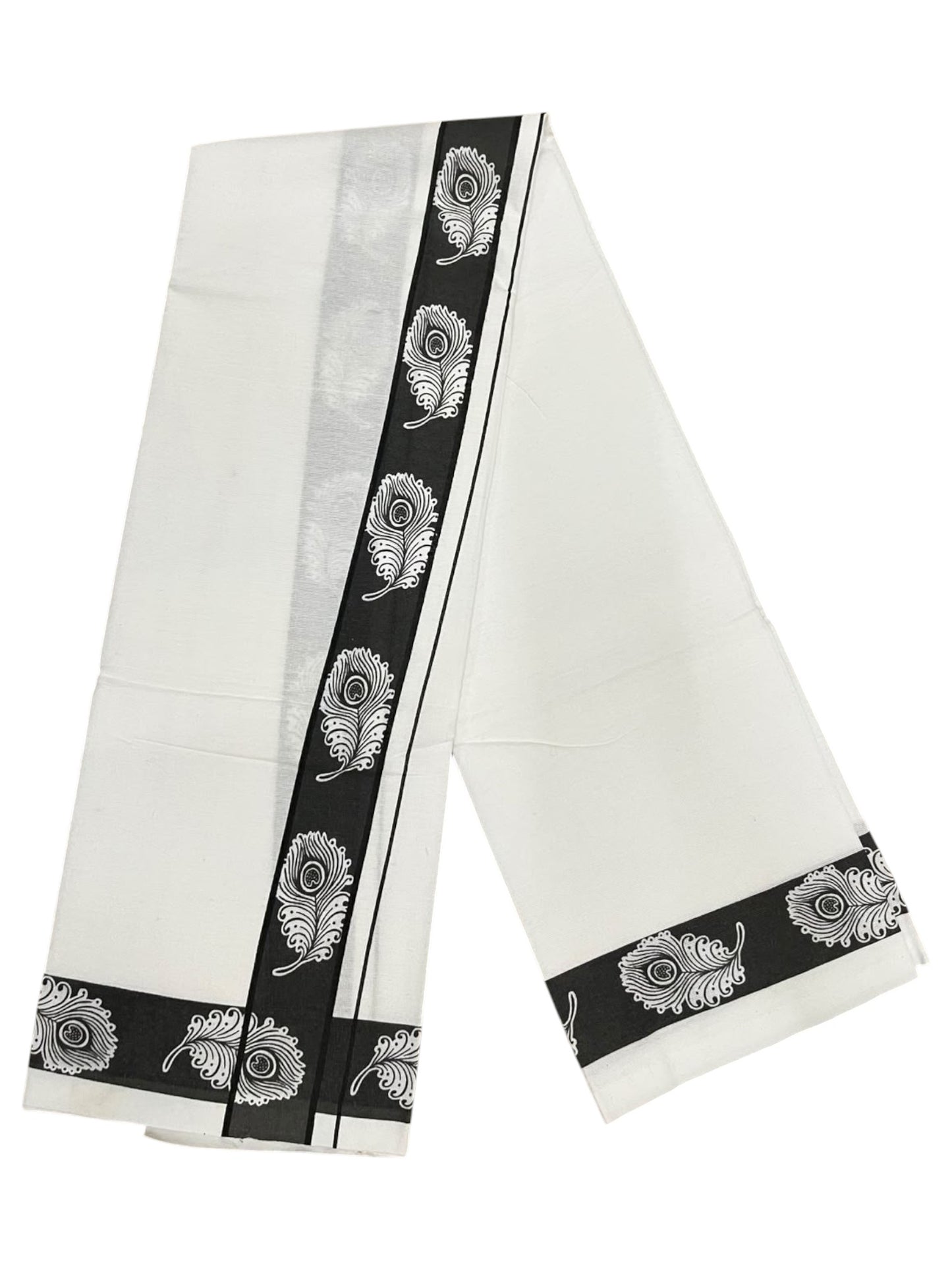 Southloom White Printed Single Mundu / Otta Mundu / Lungi (South Indian Kerala Dhoti)
