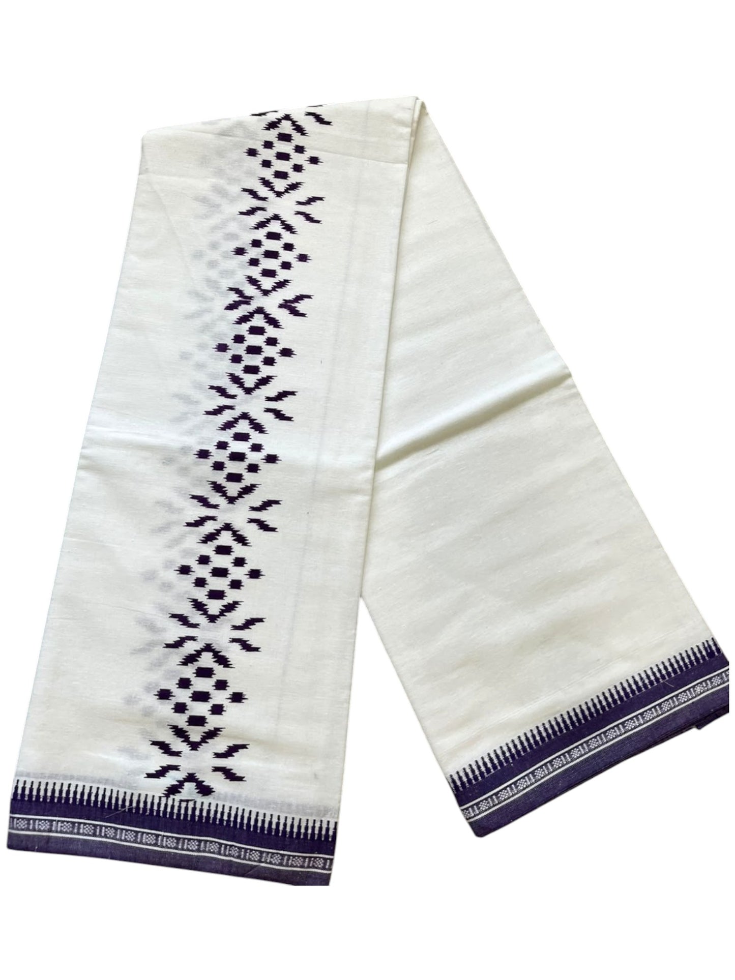 Southloom White Printed Single Mundu / Otta Mundu / Lungi (South Indian Kerala Dhoti)