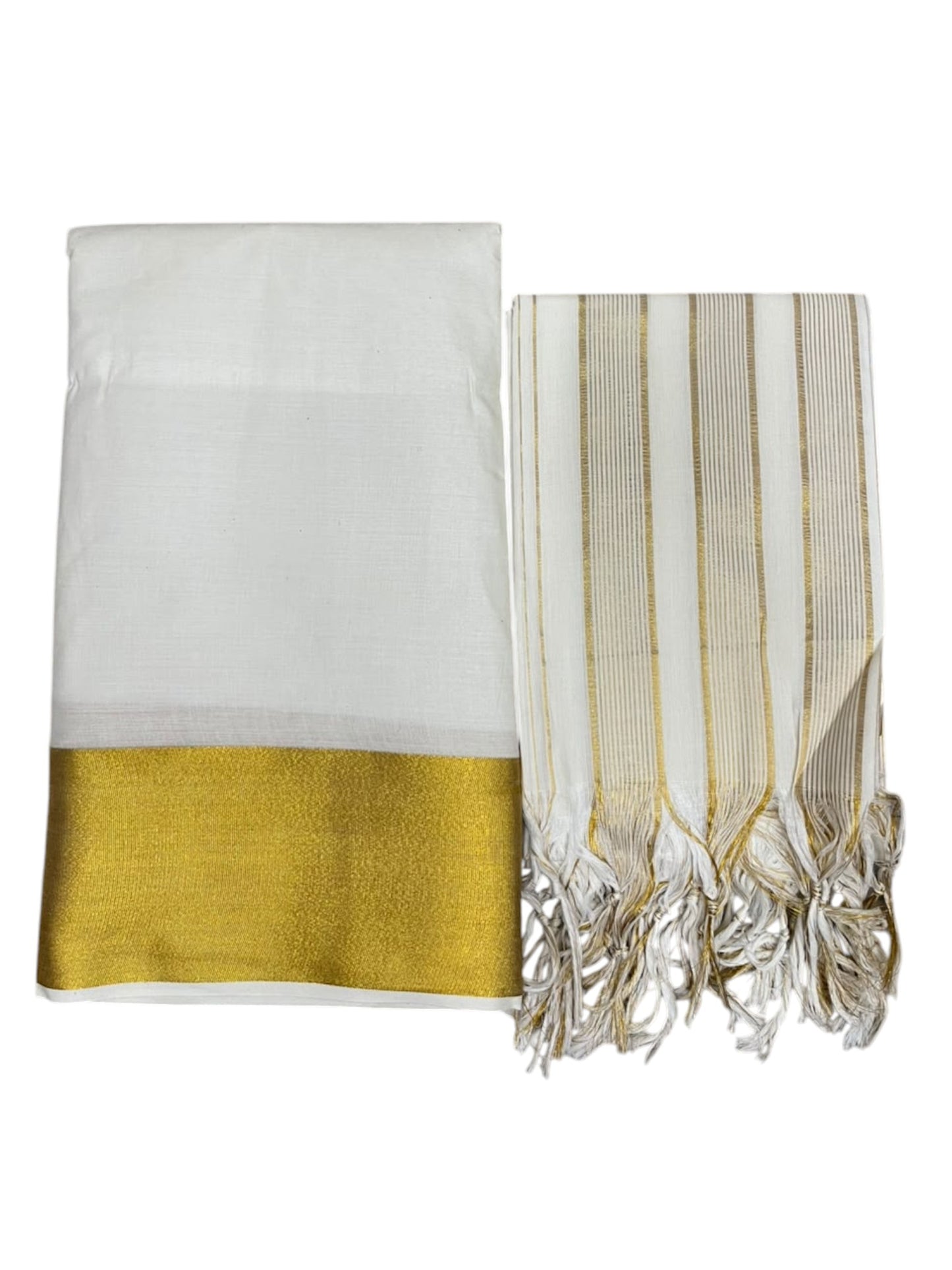 Southloom™ Cotton Churidar Salwar Suit Unstiched Material with Kasavu Border (include Lines Shawl / Dupatta)