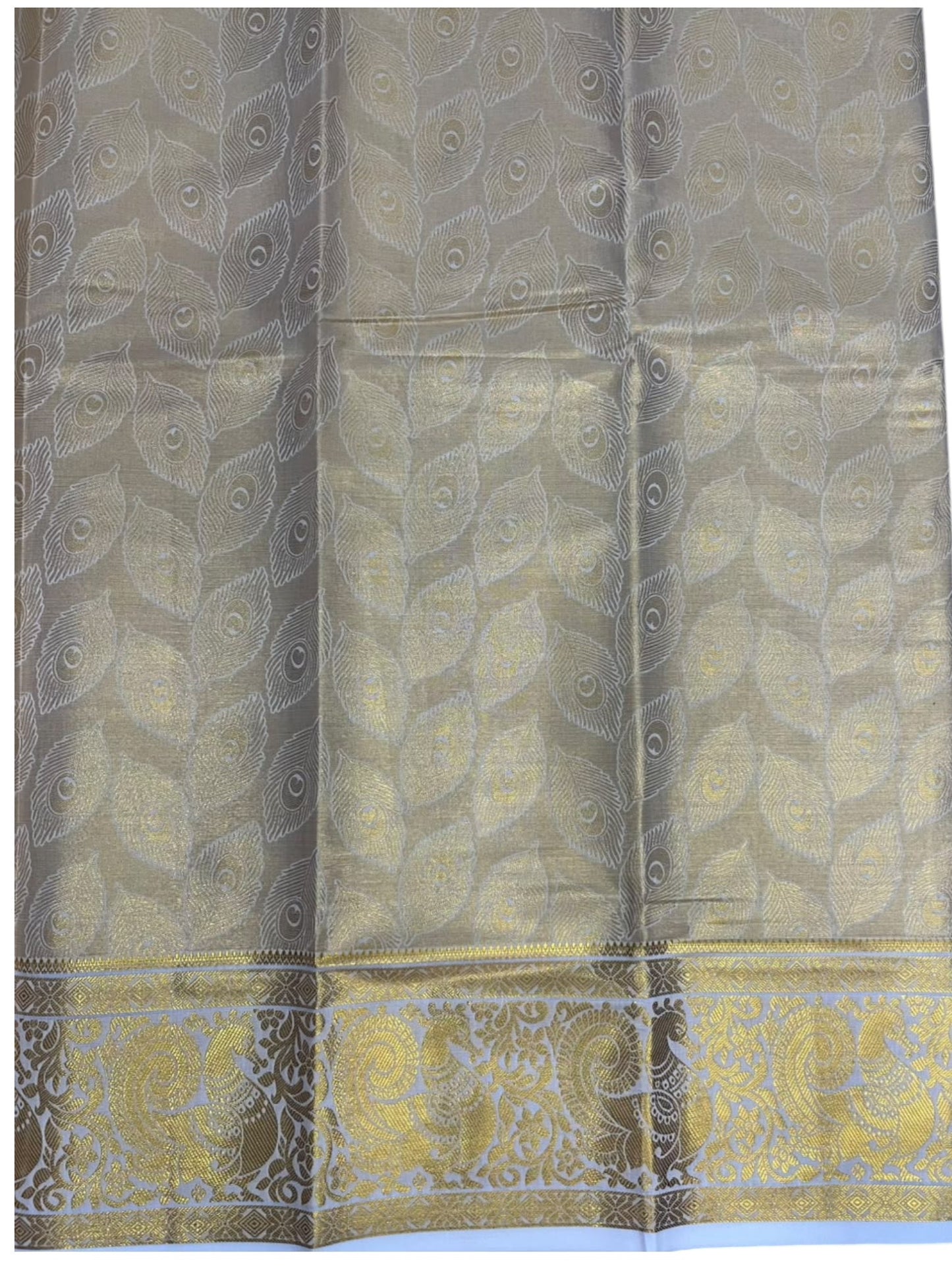 Southloon Tissue Churidar Salwar Suit Unstiched Material with Woven Peacock Design (include Lines Shawl / Dupatta) SL601