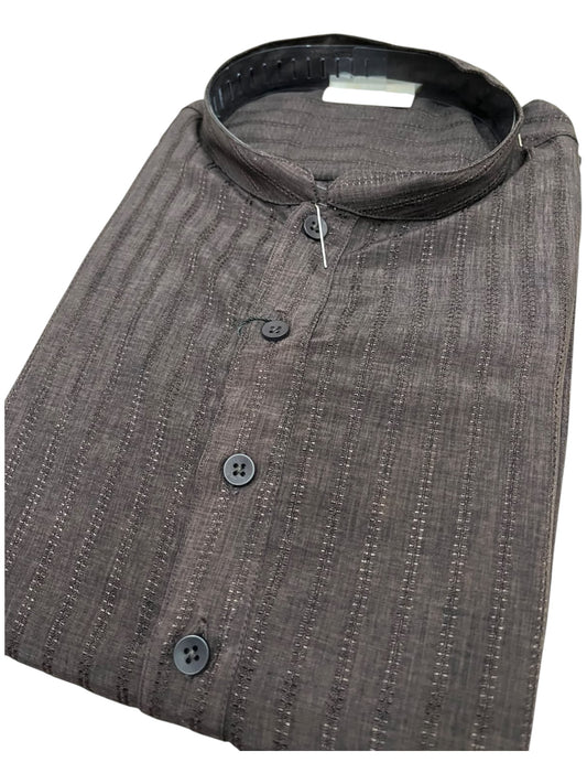 Southloom Brown Woven Semi Silk Short Kurta for Men SL590