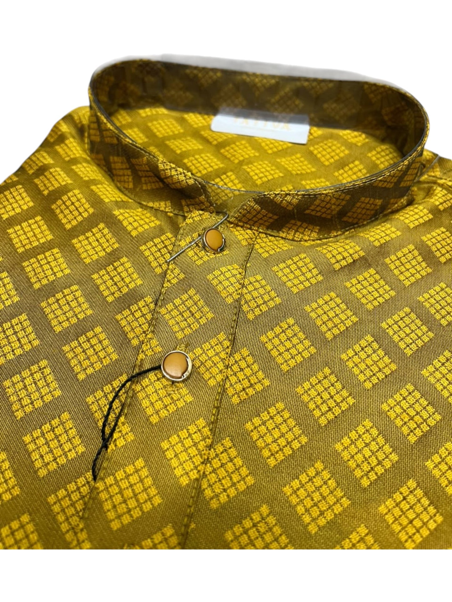 Southloom Yellow Woven Semi Silk Short Kurta for Men SL590