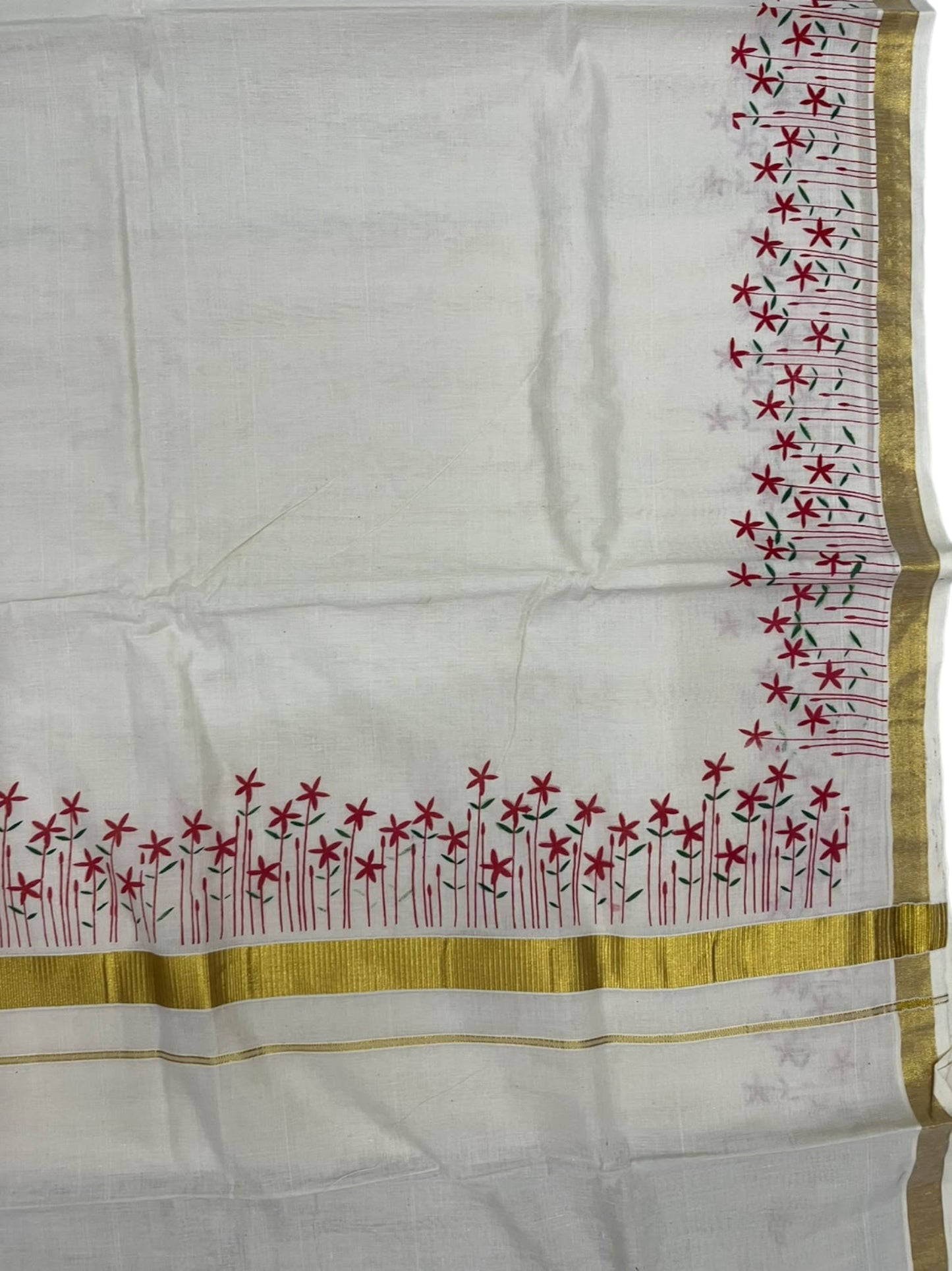 Southloom Kerala Cotton Saree with Floral Prints On Border SL614