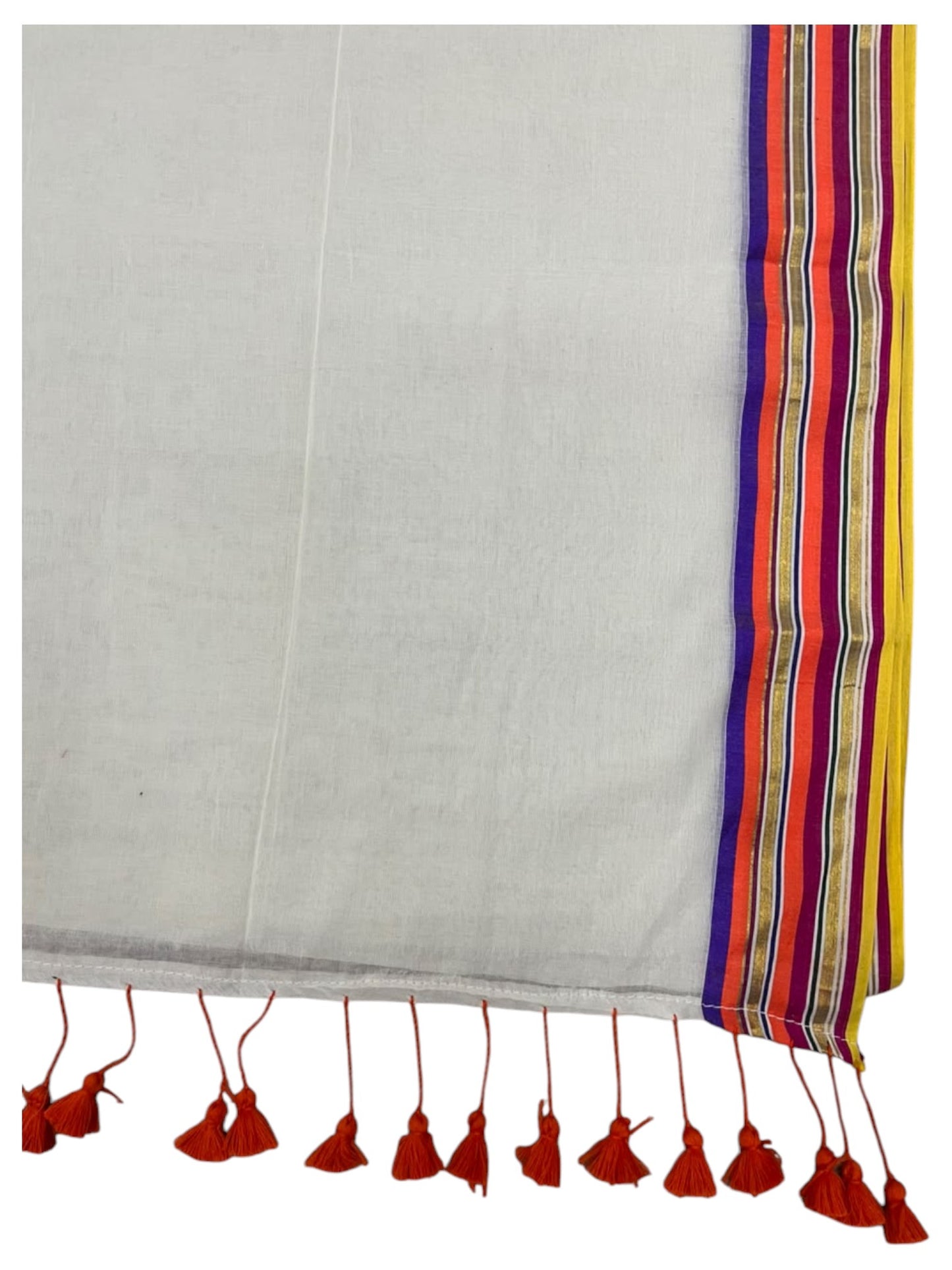 Southloom Mul Cotton 120 x 120 Soft Fabric Saree In Orange & Pink Border SL215