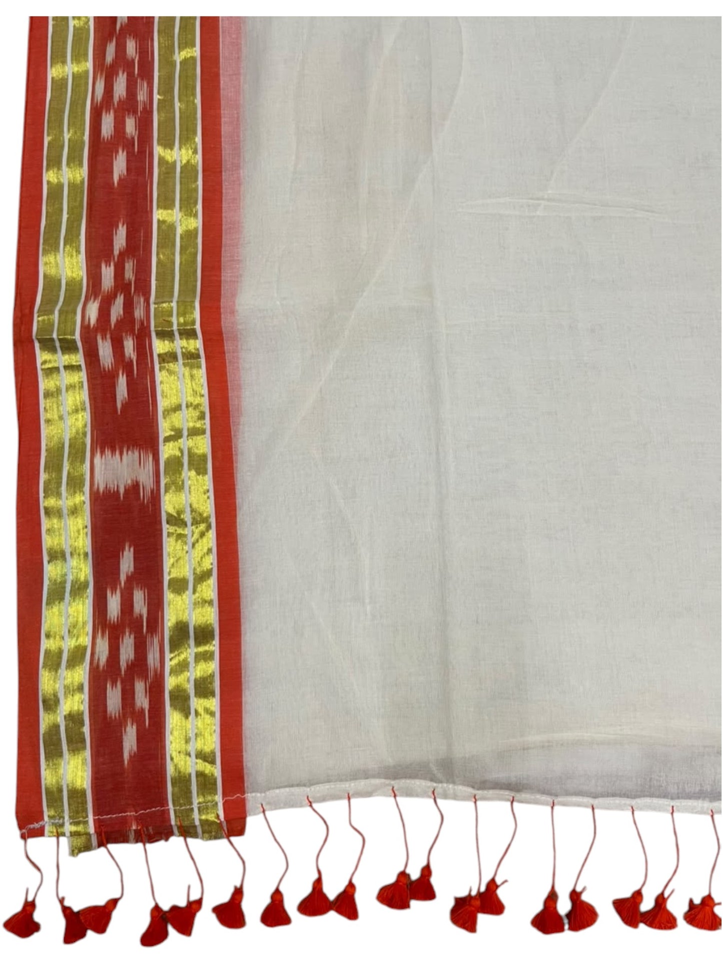 Southloom Mul Cotton 120 x 120 Soft Fabric Saree with Gold& Orange in Border SL215