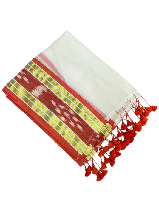 Southloom Mul Cotton 120 x 120 Soft Fabric Saree with Gold& Orange in Border SL215