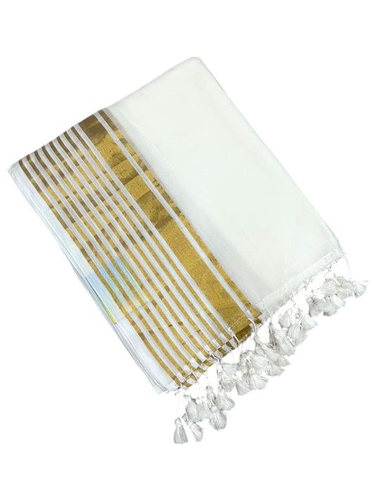 Southloom Mul Cotton 120 x 120 Soft Fabric Saree with Golden Border SL215