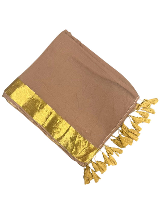 Southloom Mul Cotton 120 x 120 Soft Fabric Saree with Golden Border SL215