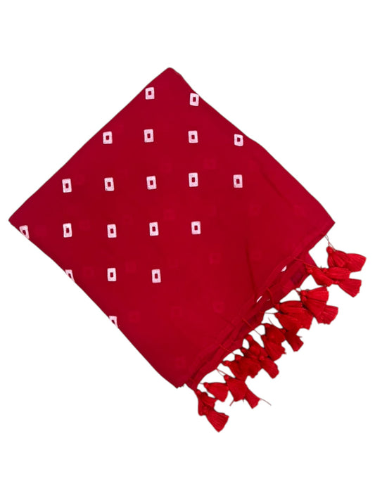 Southloom Mul Cotton 120 x 120 Soft Fabric Saree with Red Printed Desgin in Body SL215