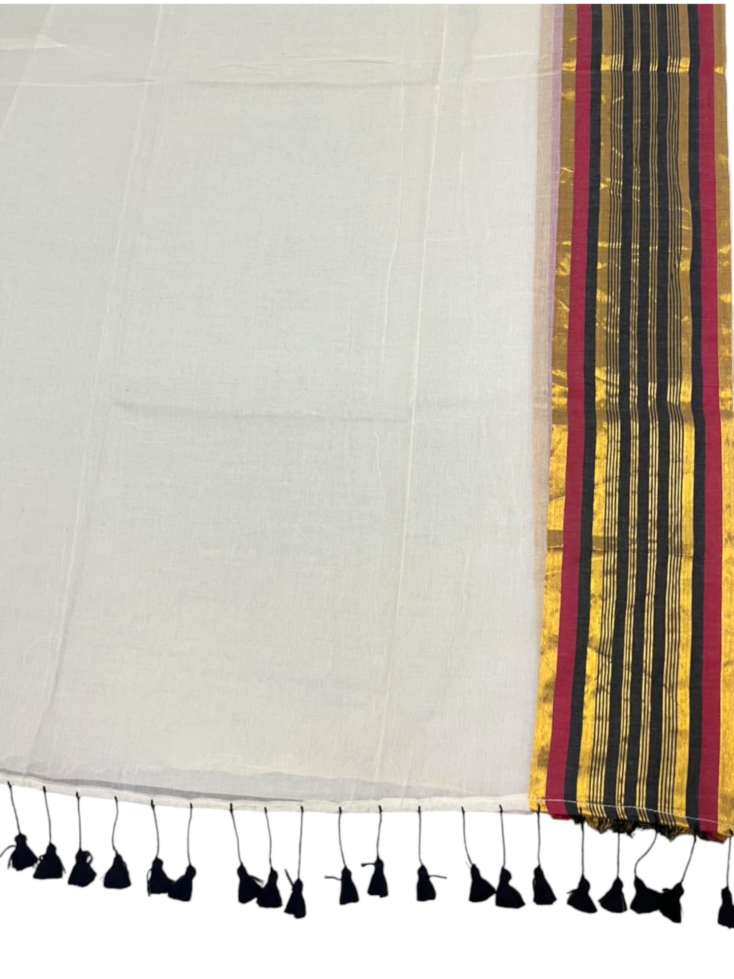 Southloom Mul Cotton 120 x 120 Soft Fabric Saree with Black&Red Border SL215