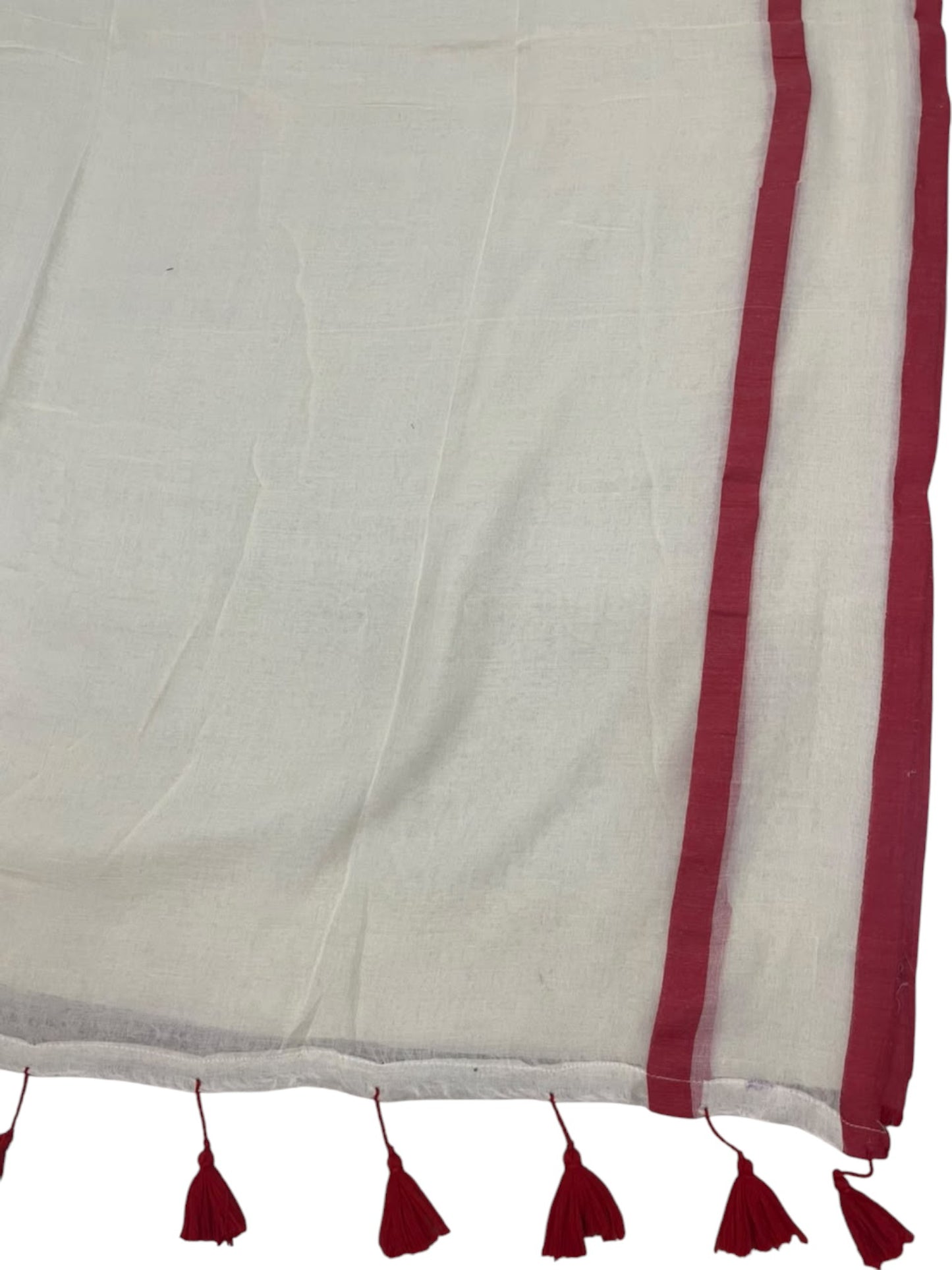 Southloom Mul Cotton 120 x 120 Soft Fabric Saree with Red Border SL215