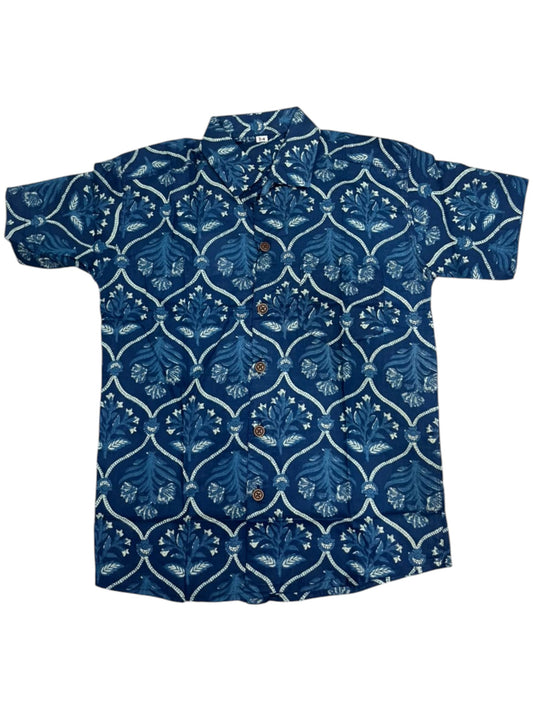 Southloom Pure Cotton Jaipur Printed Shirt For Kids Half Sleeves SL607