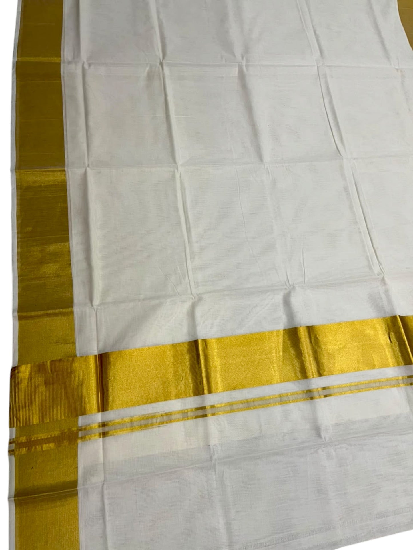 Southloom Super Premium Balaramapuram Handloom Cotton Saree In 4 Inch with Gold Kasavu and Gold Border