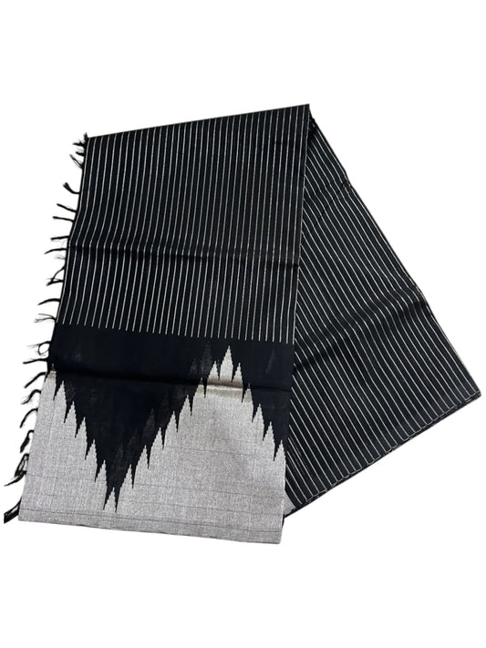 Southloom Super Premium Balaramapuram Handloom Cotton Saree With Black And Tample Design On Border