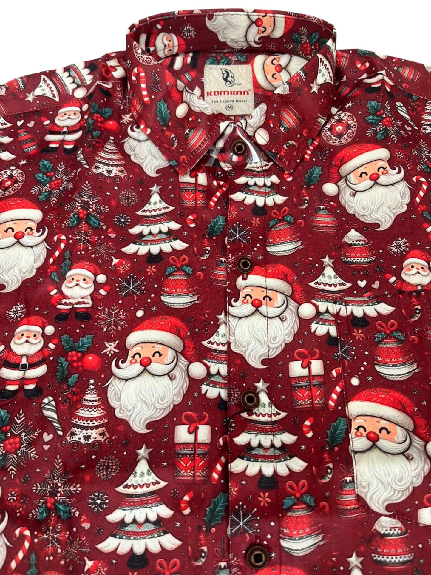 Southloom Ethinic Shirt With Christmas Printed for Men in Red Half Sleeve
