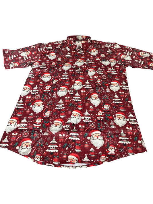 Southloom Ethinic Shirt With Christmas Printed for Men in Red Half Sleeve