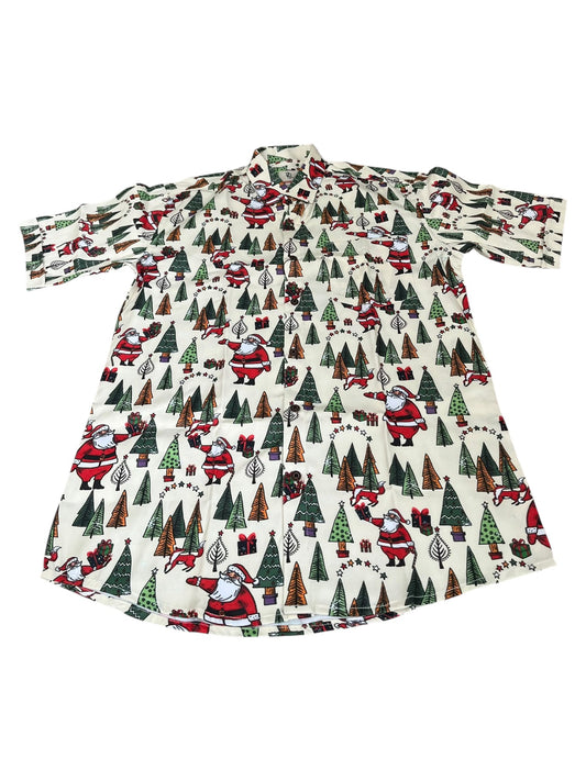 Southloom Ethinic Shirt With Christmas Printed for Men in Off white Half Sleeve