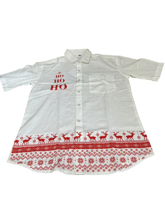 Southloom Ethinic Shirt With Christmas Printed for Men in Off white Half Sleeve