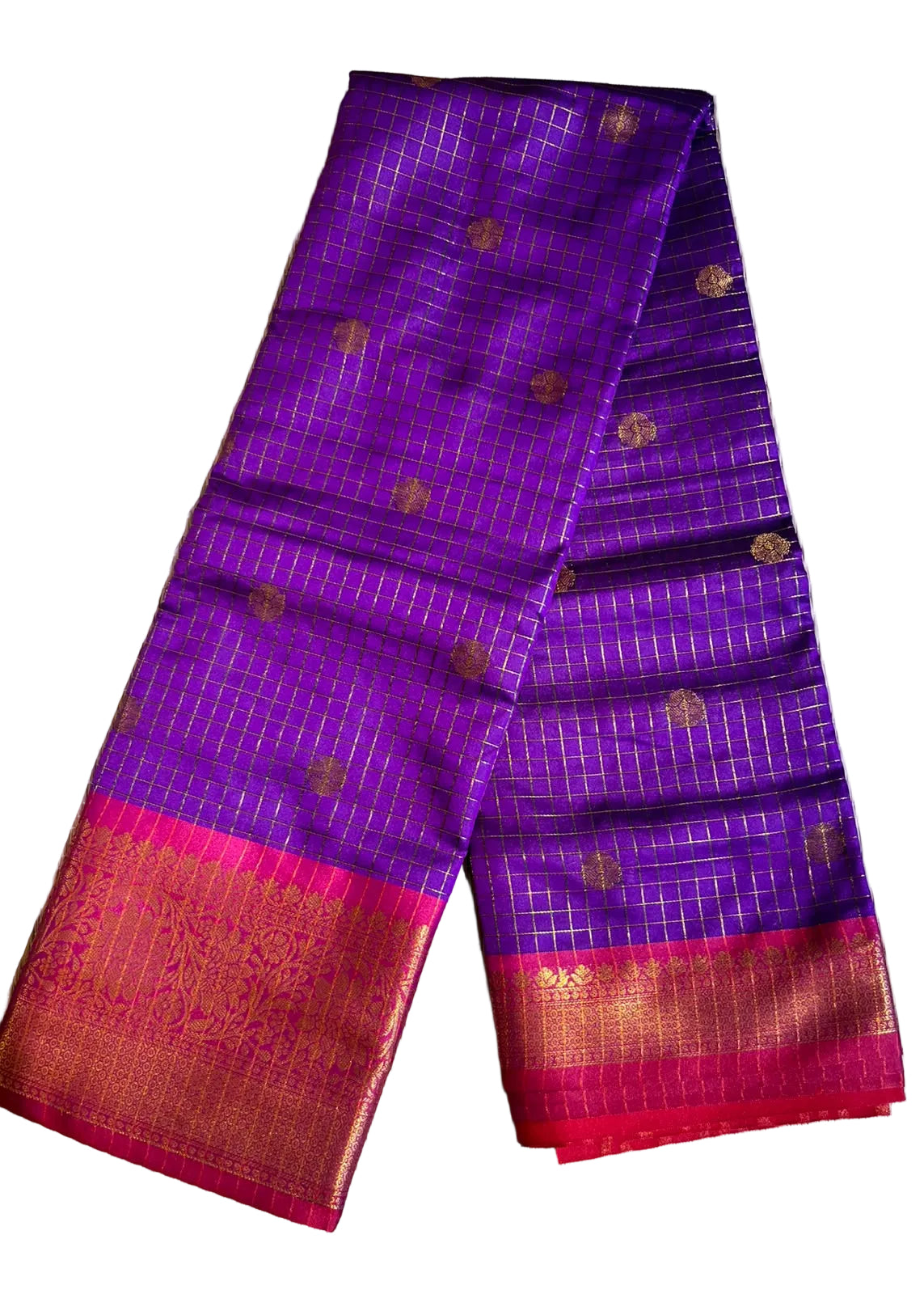 Purple & Pink Colour Semi Silk Saree With Check Design SL63