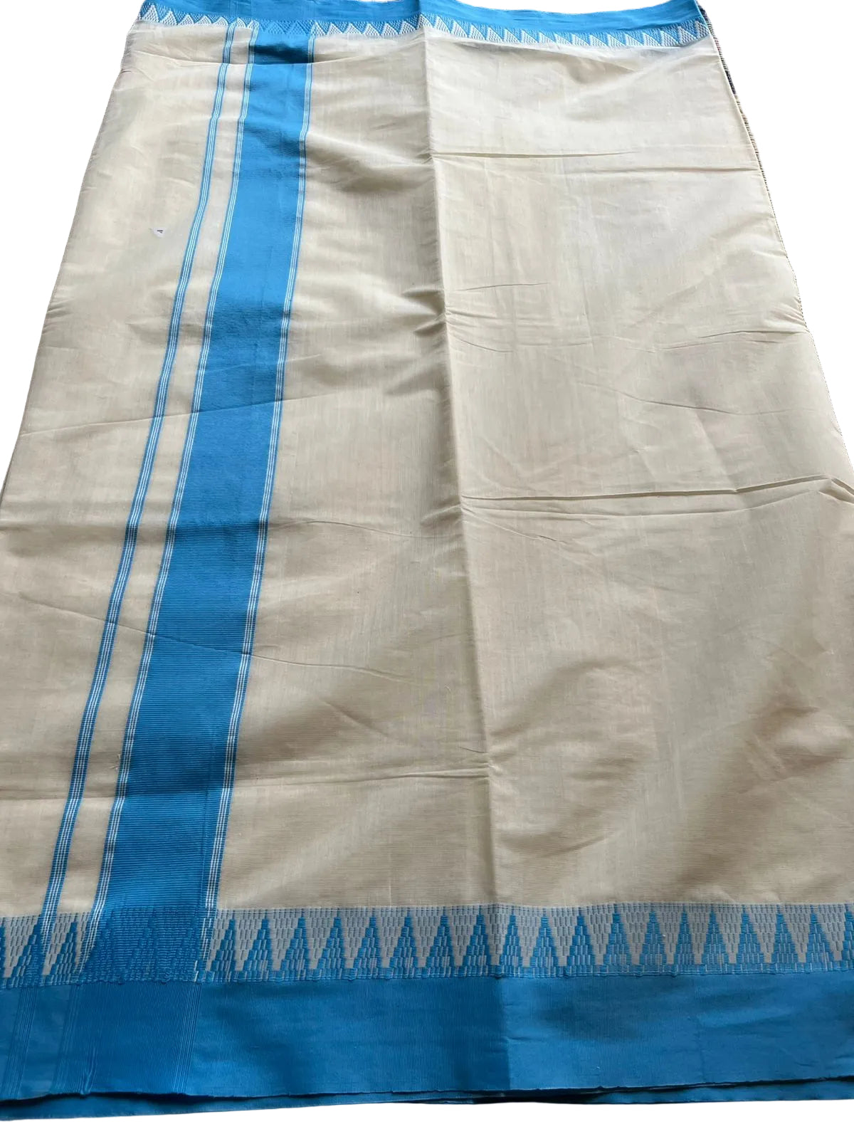 Kerala Cotton Blue Colour Temple Border Saree SL152
