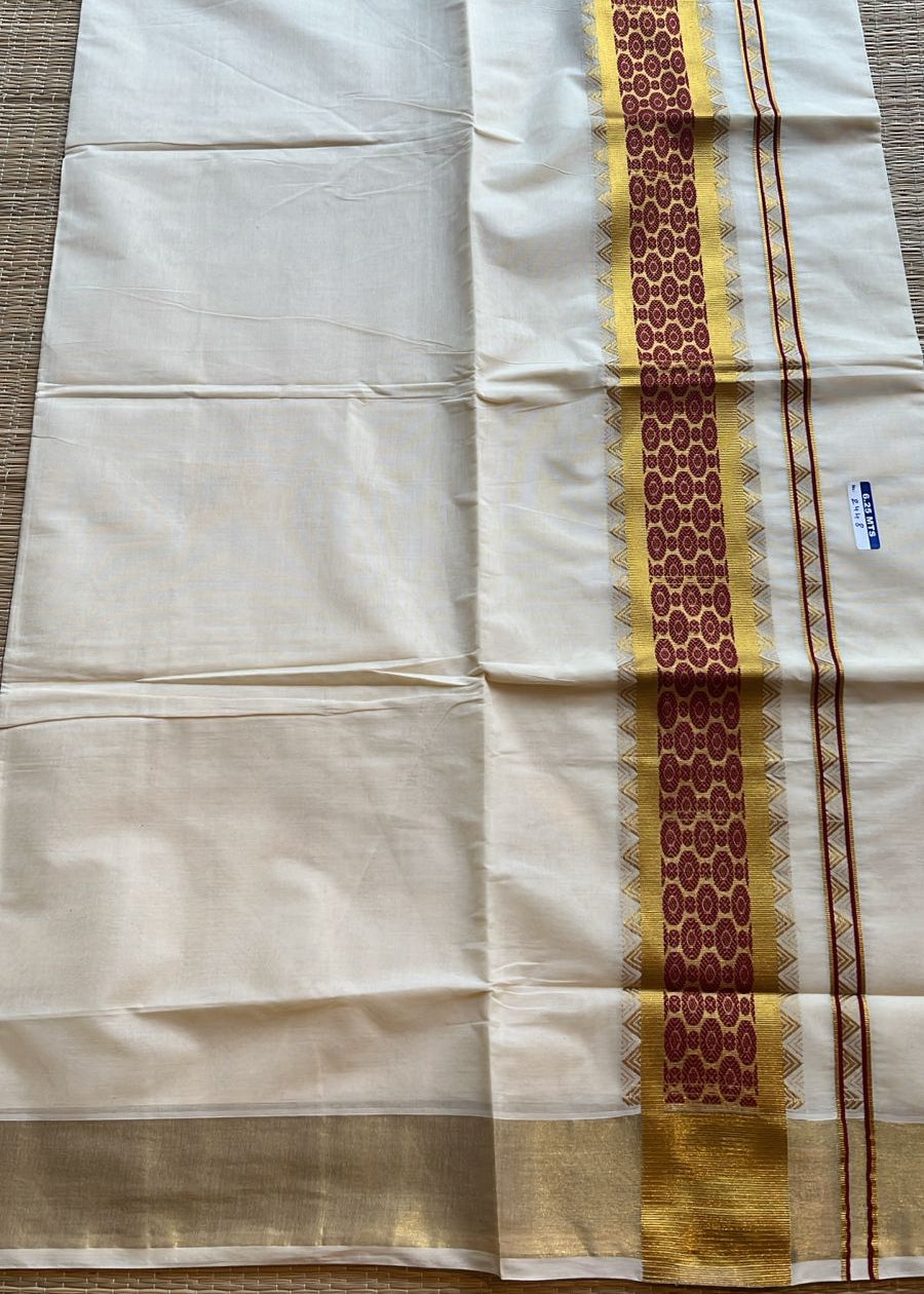 Southloom Kerala Cotton Saree (Maroon) SL452