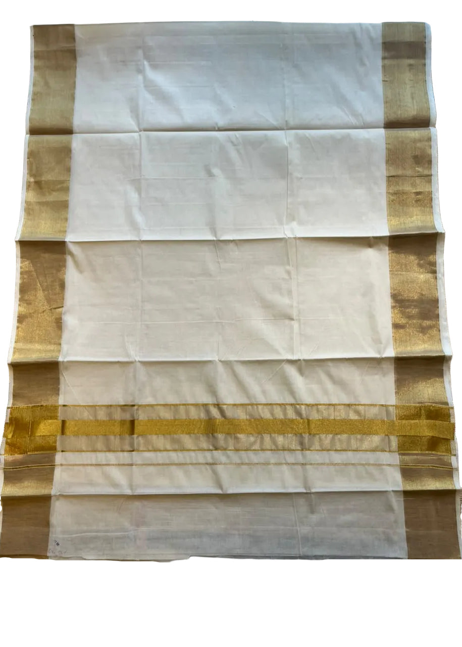 Kerala Cotton Saree With Golden Kasavu