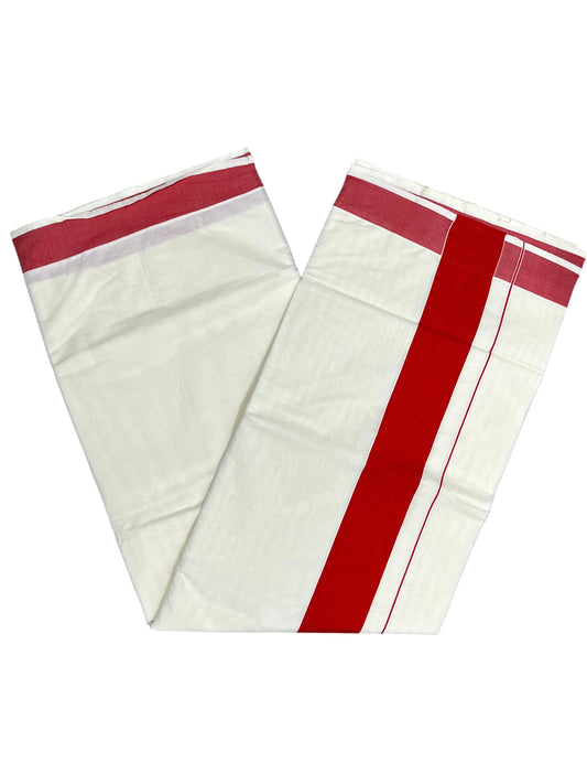 Southloom Pure Cotton Kerala Saree with Plain Dark Orange Border