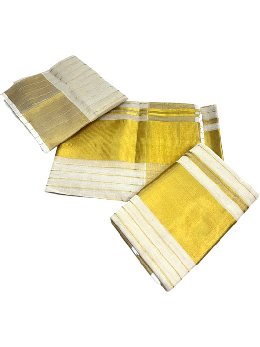 Southloom Premium Tissue Handloom Stripes Set Mundu with Kasavu Border (2.80 Mtr) SL632