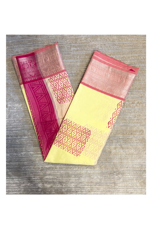 Southloom Cotton Kerala Kasavu Saree with Butta Works Across Body