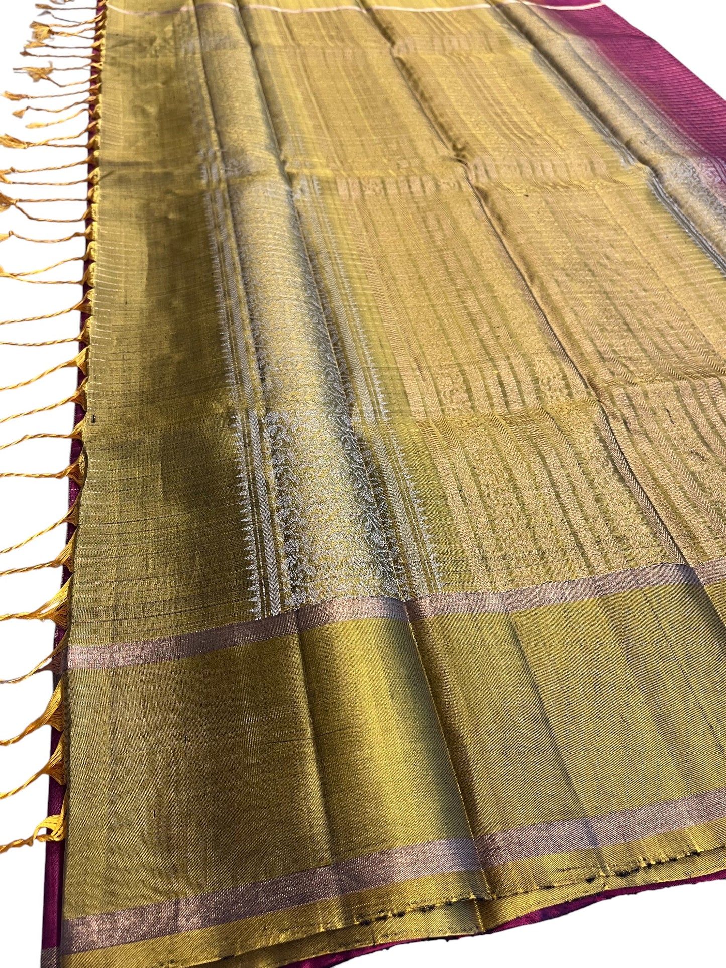 Southloom Pure Handloom Bridal Kanchipuram Silk Saree with Korvai Work(Maroon & Gold)