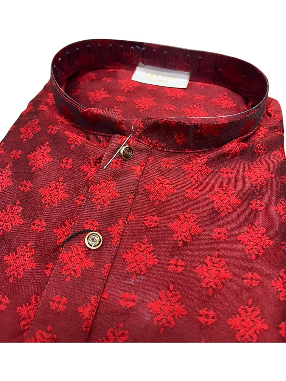 Southloom Red woven Semi Silk Short Kurta for Men SL590