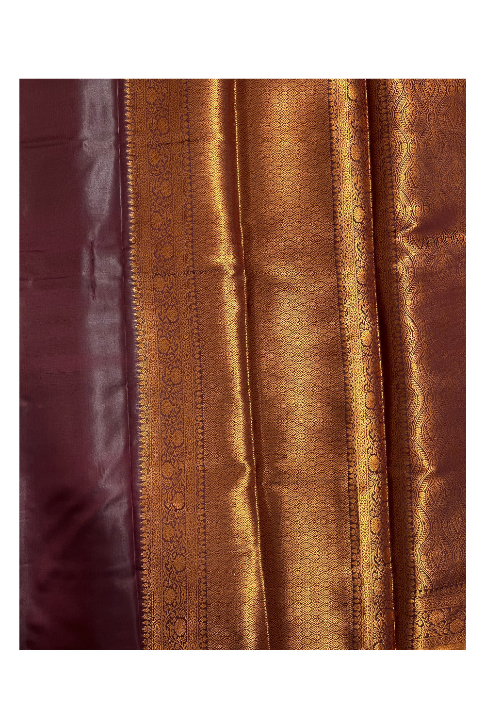 Southloom Banarasi Silk Brocade Bridal Saree WIth Woven Borders And Blouse Piece in Brown And Gold