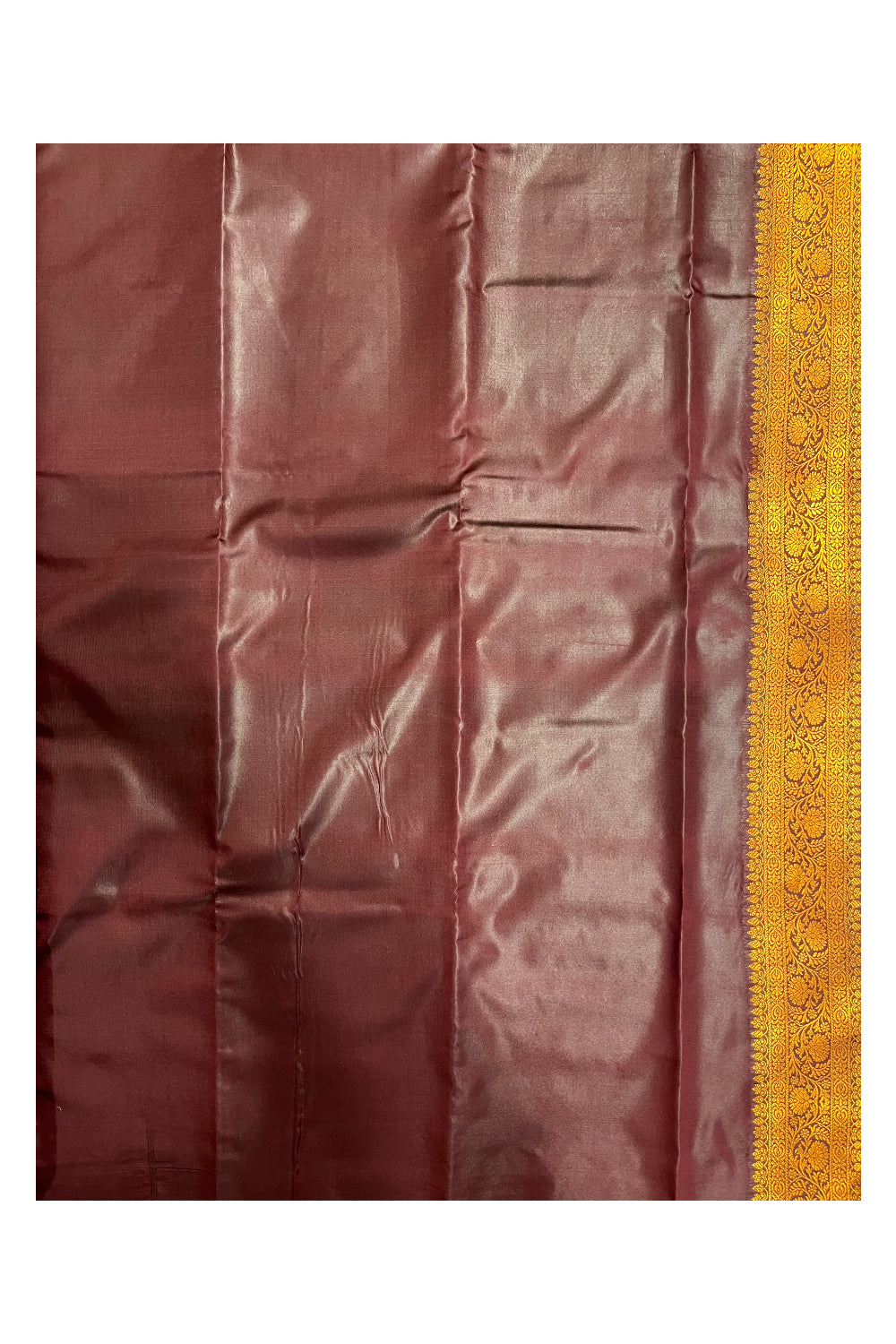Southloom Banarasi Silk Brocade Bridal Saree WIth Woven Borders And Blouse Piece in Brown And Gold